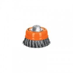 Carda copa 4? alambre trenzado grueso, eje 5/8?-11