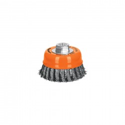 Carda copa 4? alambre trenzado grueso, eje 5/8?-11