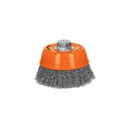 Carda copa 5? alambre ondulado grueso, eje 5/8?-11