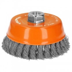 Carda copa 5? alambre trenzado fino, eje M14