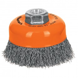 Carda copa 4? alambre ondulado fino, eje 5/8?-11