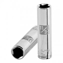 Dado largo de 11/32?, 6 puntas, cuadro 1/4?