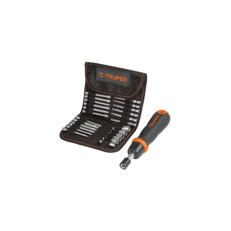 Desarmador tipo matraca con 18 puntas y 6 dados