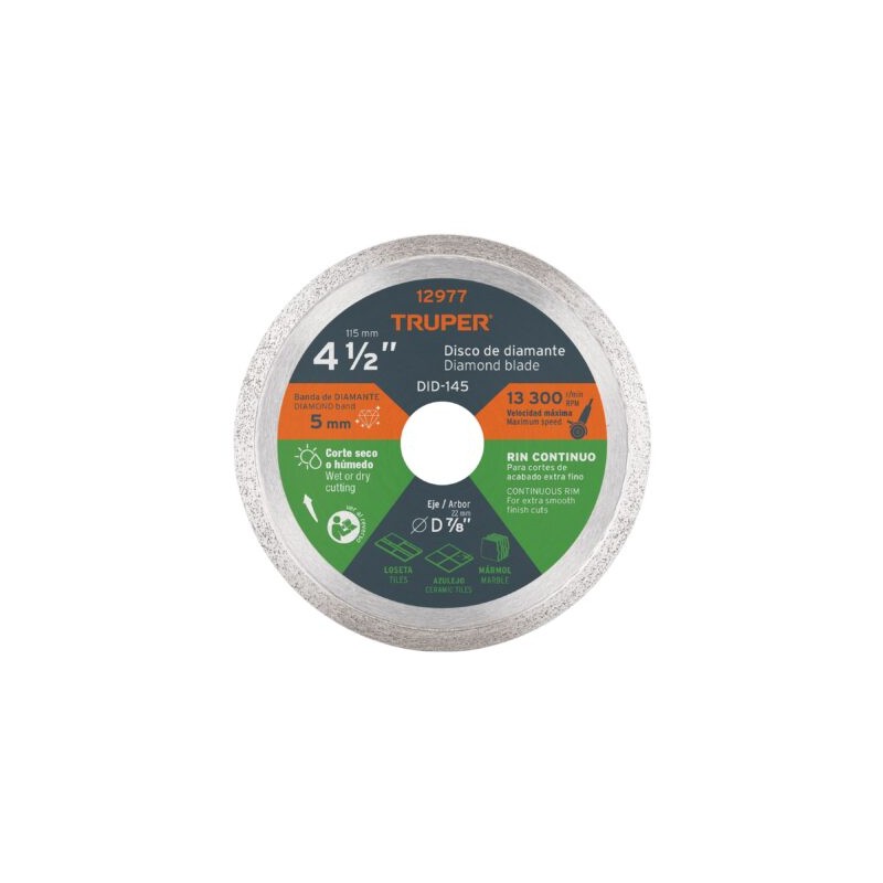 Disco de diamante de 4-1/2? x 1.6 mm rin continuo