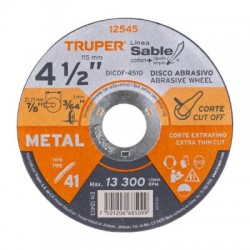 Disco Tipo 41 de 4-1/2? x 1 mm corte fino de metal, Sable
