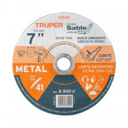 Disco Tipo 41 de 7? x 1.5 mm corte fino de metal, Sable