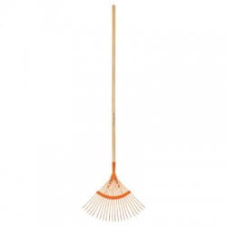 Escoba metálica p/jardín curva,22 dientes redondos,mango 48?