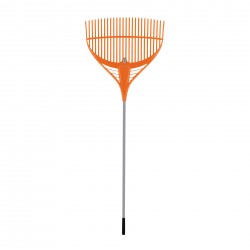 Escoba plástica flex. para jardín, 26 dientes, mango acero 54?