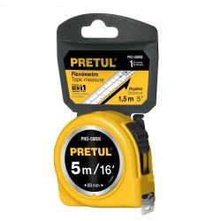 Flexómetro amarillo 5 m cinta 19 mm, en tarjeta