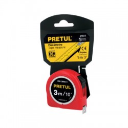 Flexómetro rojo 3 m cinta 13 mm, en tarjeta