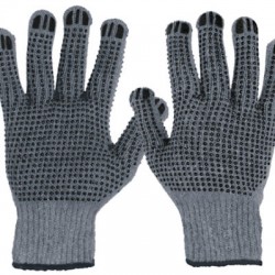 Guantes de algodón con puntos de PVC,palmas y dorso