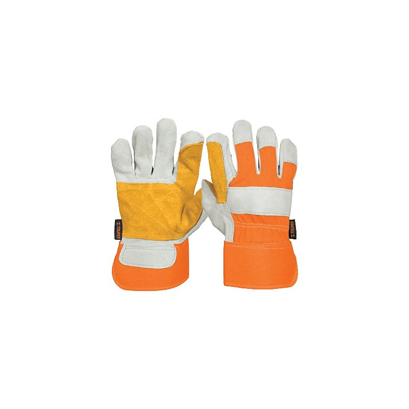 Guantes de carnaza y loneta, con refuerzo, chicos