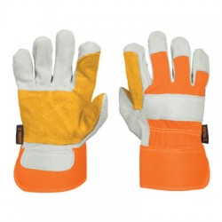 Guantes de carnaza y loneta, con refuerzo, unitalla