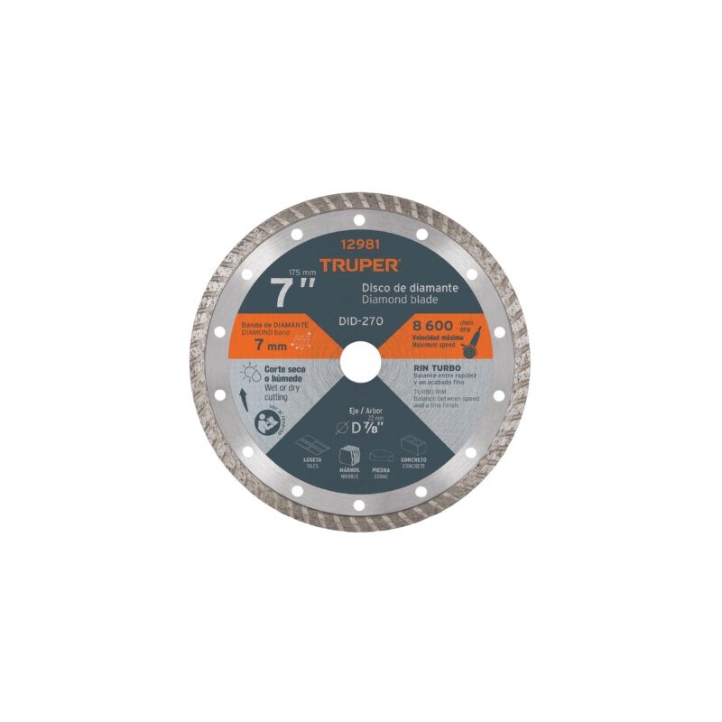 Disco de diamante de 7? x 2.8 mm rin turbo