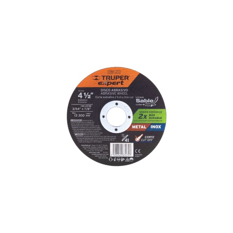 Disco Tipo 41 de 4-1/2? x 1 mm corte fino de metal