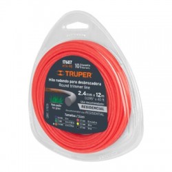 Hilo redondo para desbrozadora, 12 m largo, 2.4 mm